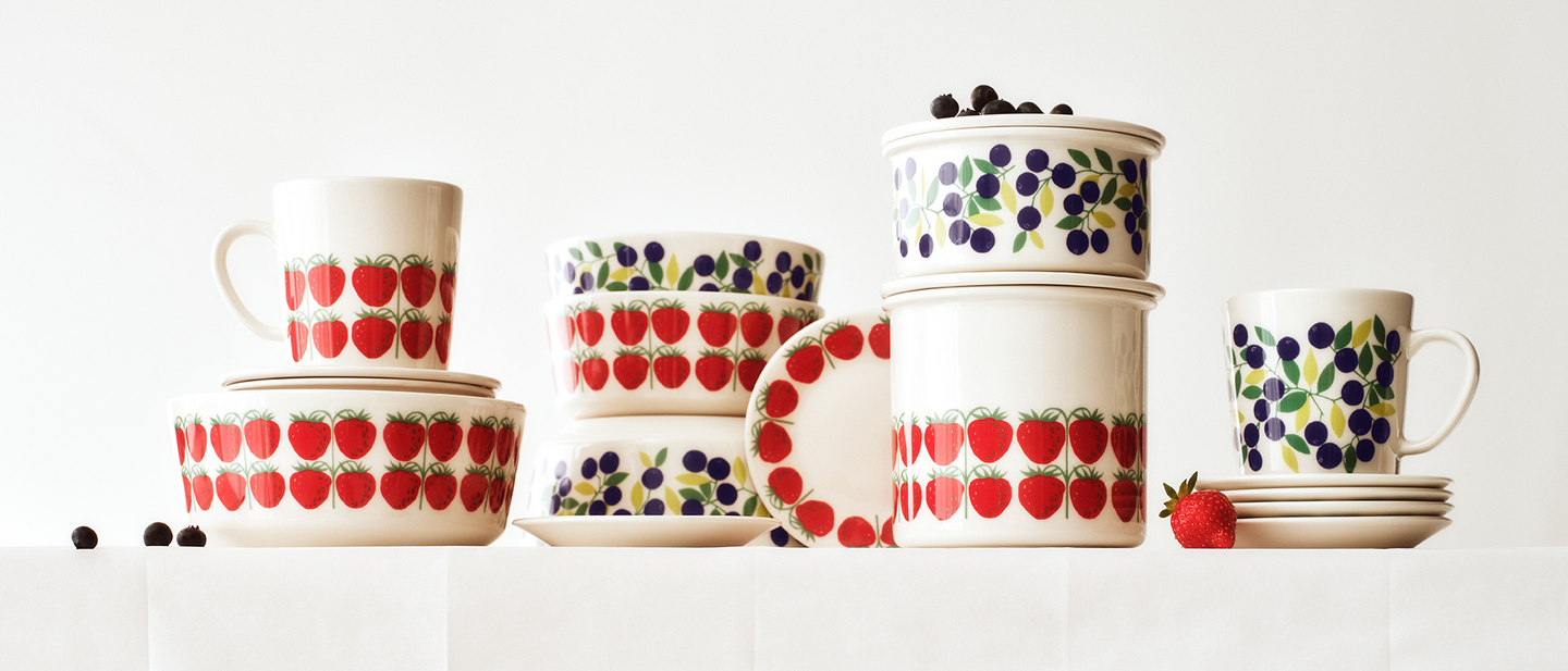 Arabia Pomona purkki kannella 0,3 l mansikka