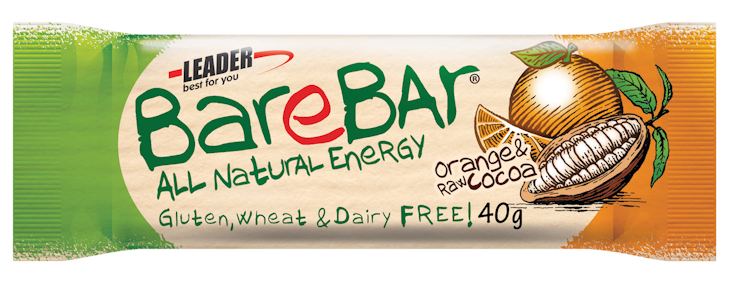 Barebar Natural Energy Bar 40g appelsiini-raakakaakao