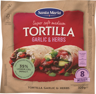 Santa Maria Tortilla Garlic & Herbs Medium (8 pack), vehnätortilla valkosipuli & yrtit, 320g