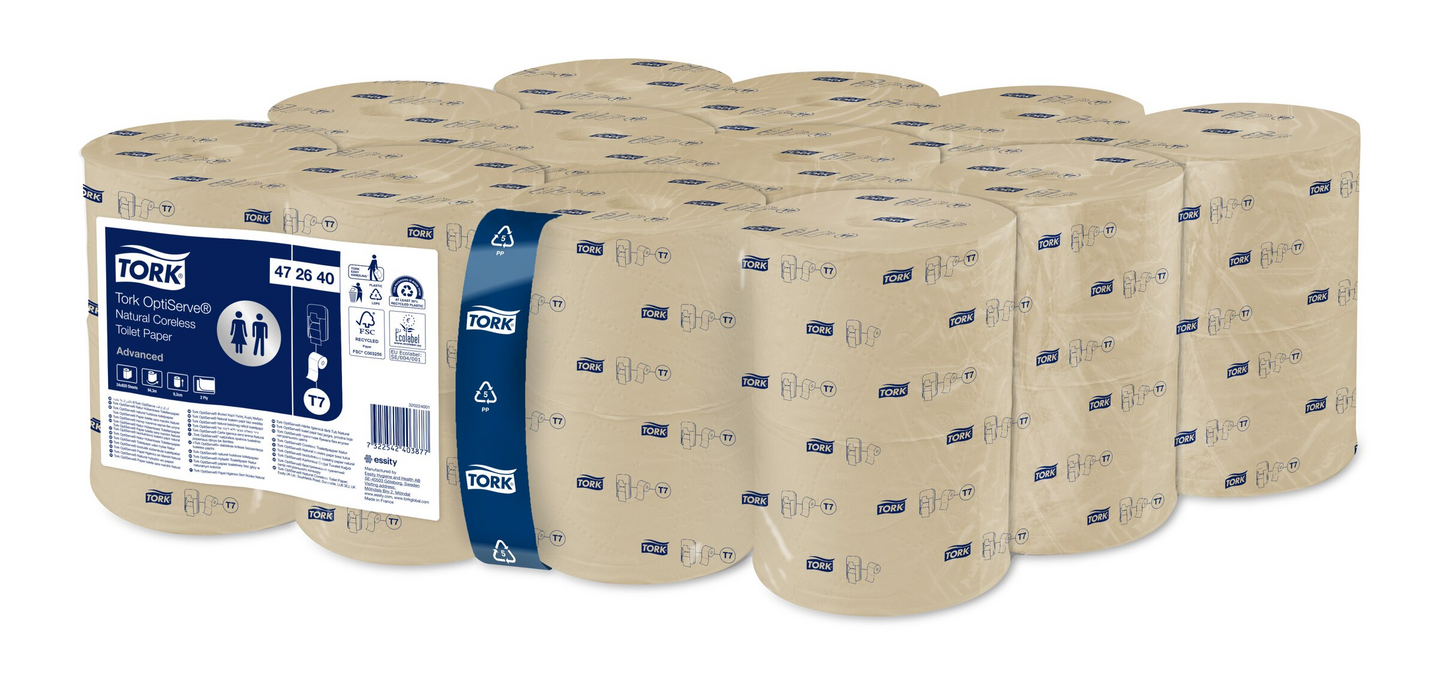 Tork OptiServe Natural hylsytön wc-paperi 24x93m T7