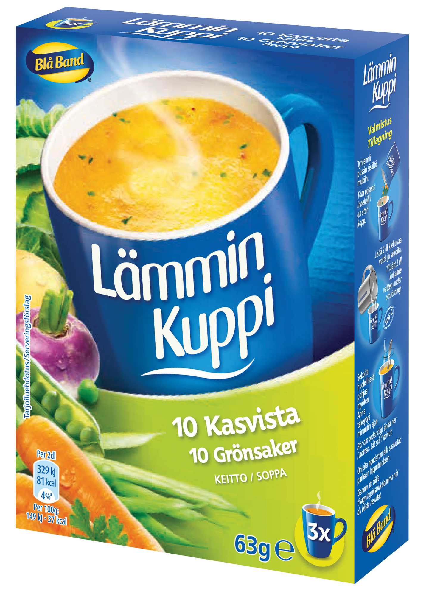 Blå Band Lämmin Kuppi 10 Kasvista keitto 3x21g