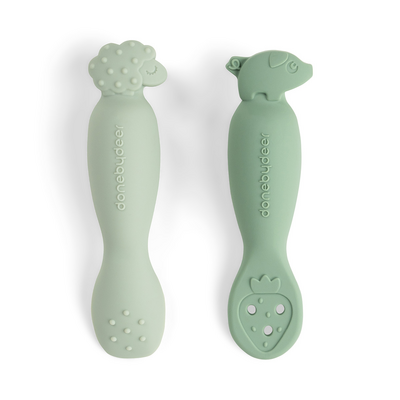 Done by Deer Silikoninen ensilusikka 2-pack Tiny farm green
