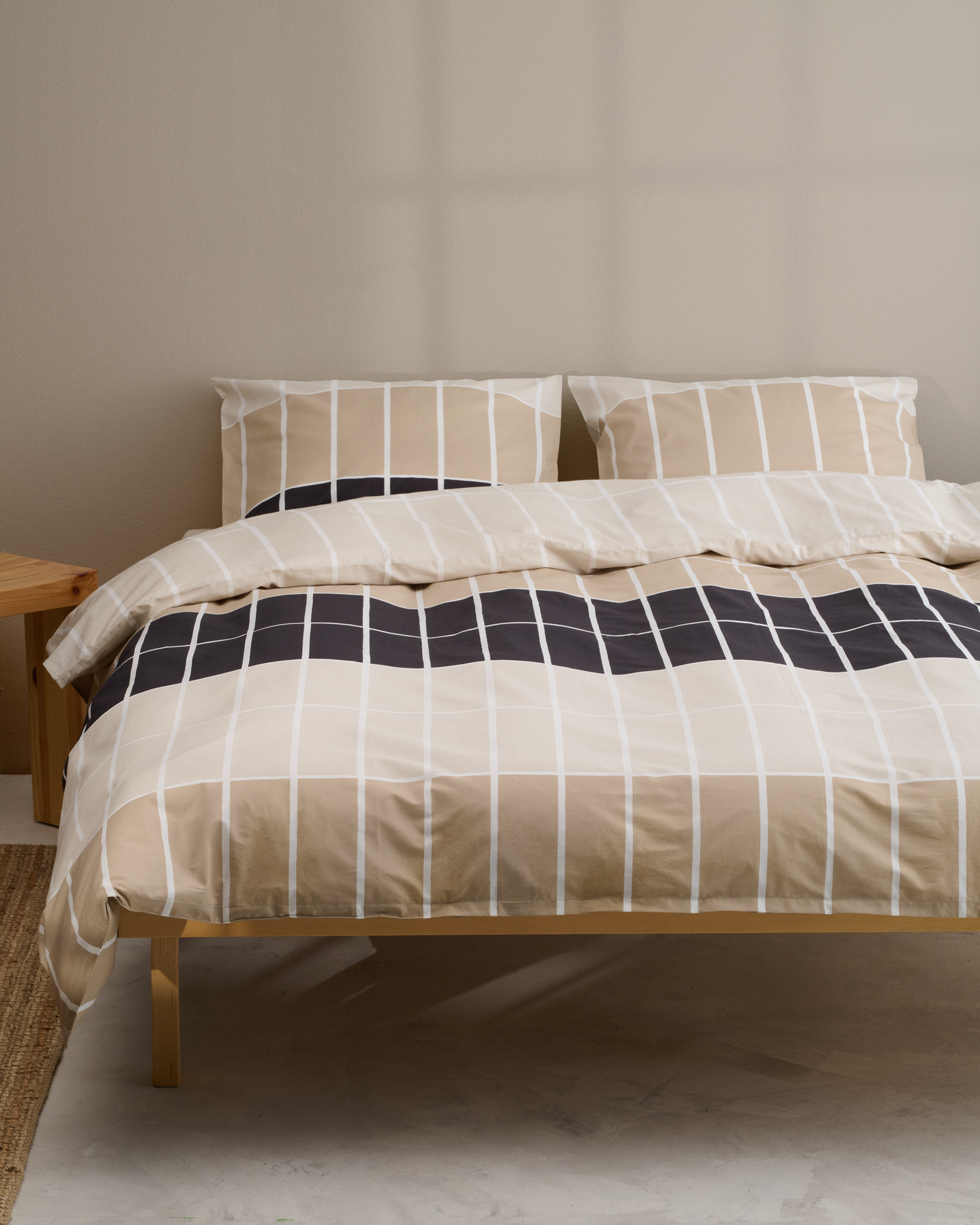 Marimekko Tiiliskivi parivuoteen pussilakanasetti 240x220 cm beige