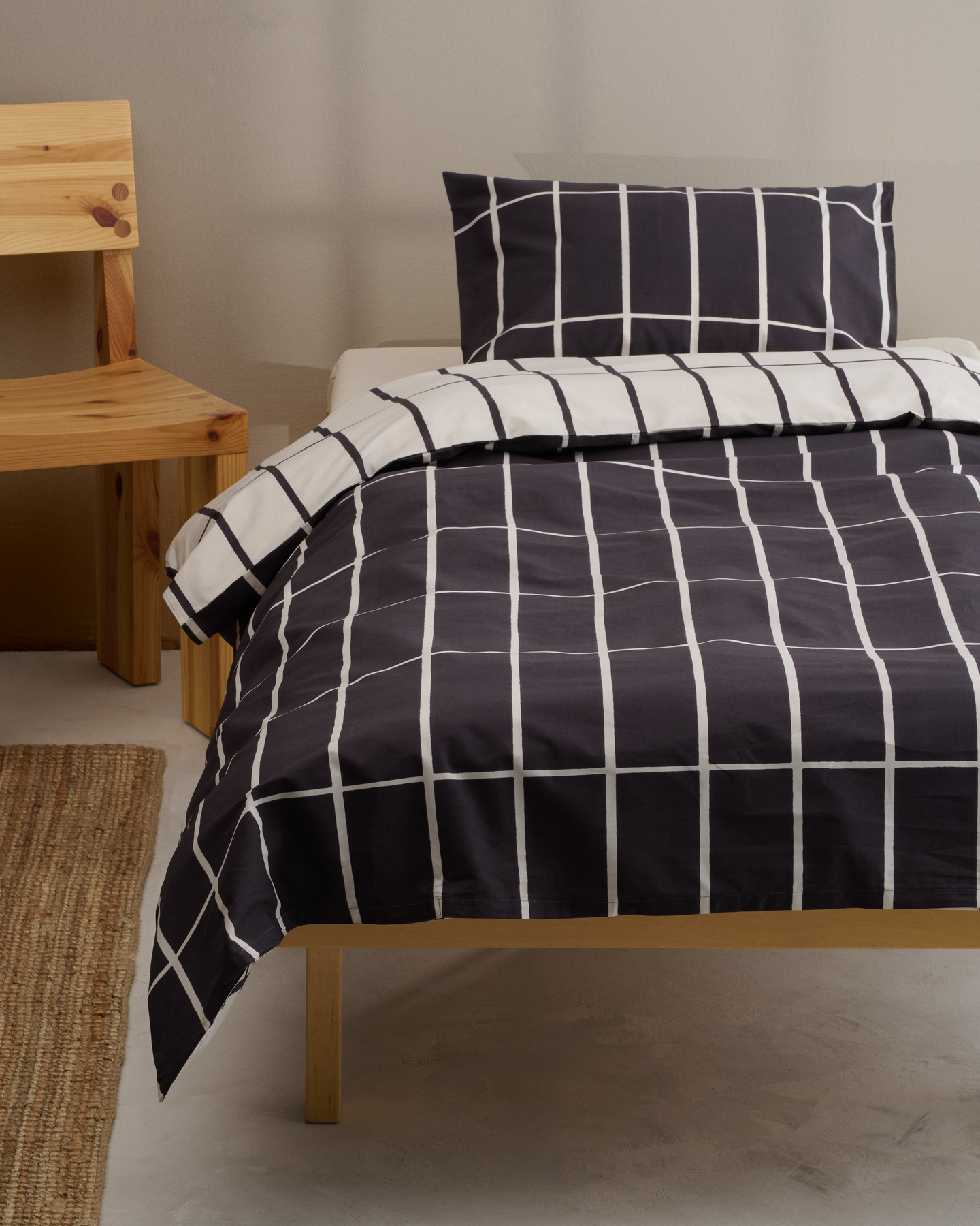 Marimekko Tiiliskivi pussilakanasetti 150x210 cm hiili