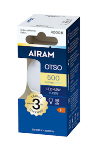 Airam LED koriste E27 500lm opal