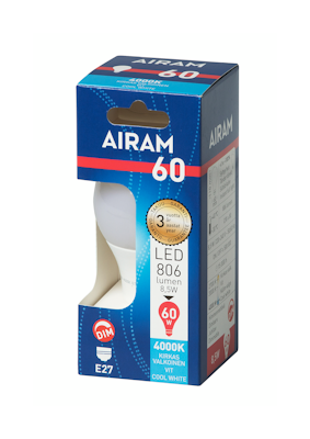 Airam LED vakio E27 806lm himmennettävä 4000K