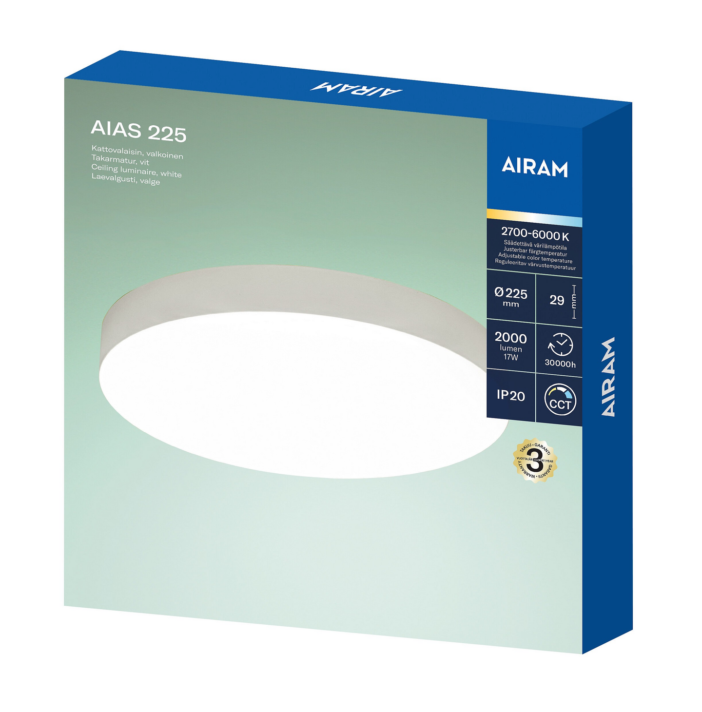Airam Aias 225 LED-valaisin 17W 2200lm IP20