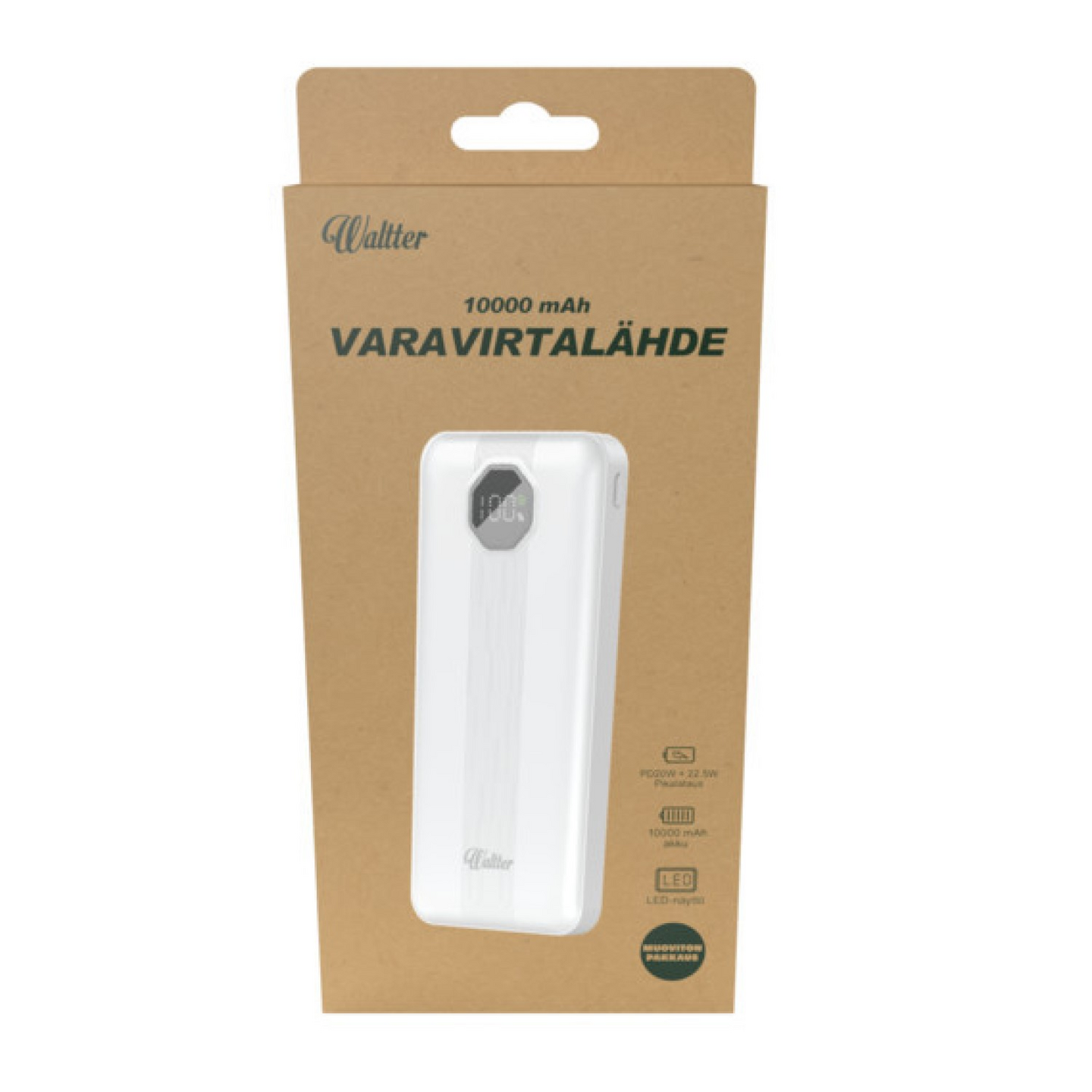 Waltter ECO PD22.5W 10 000 mAh -varavirtalähde, valkoinen
