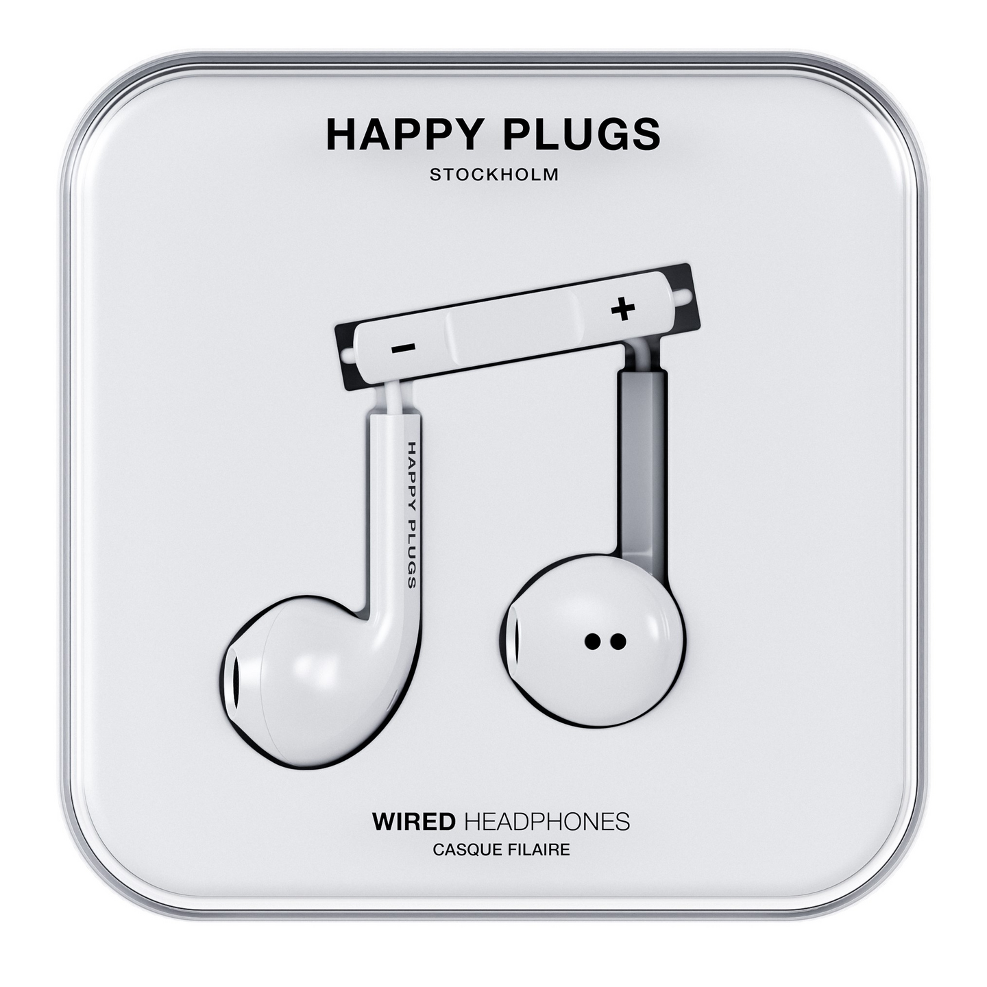Happy Plugs Wired USB-C -nappikuulokkeet, valkoinen