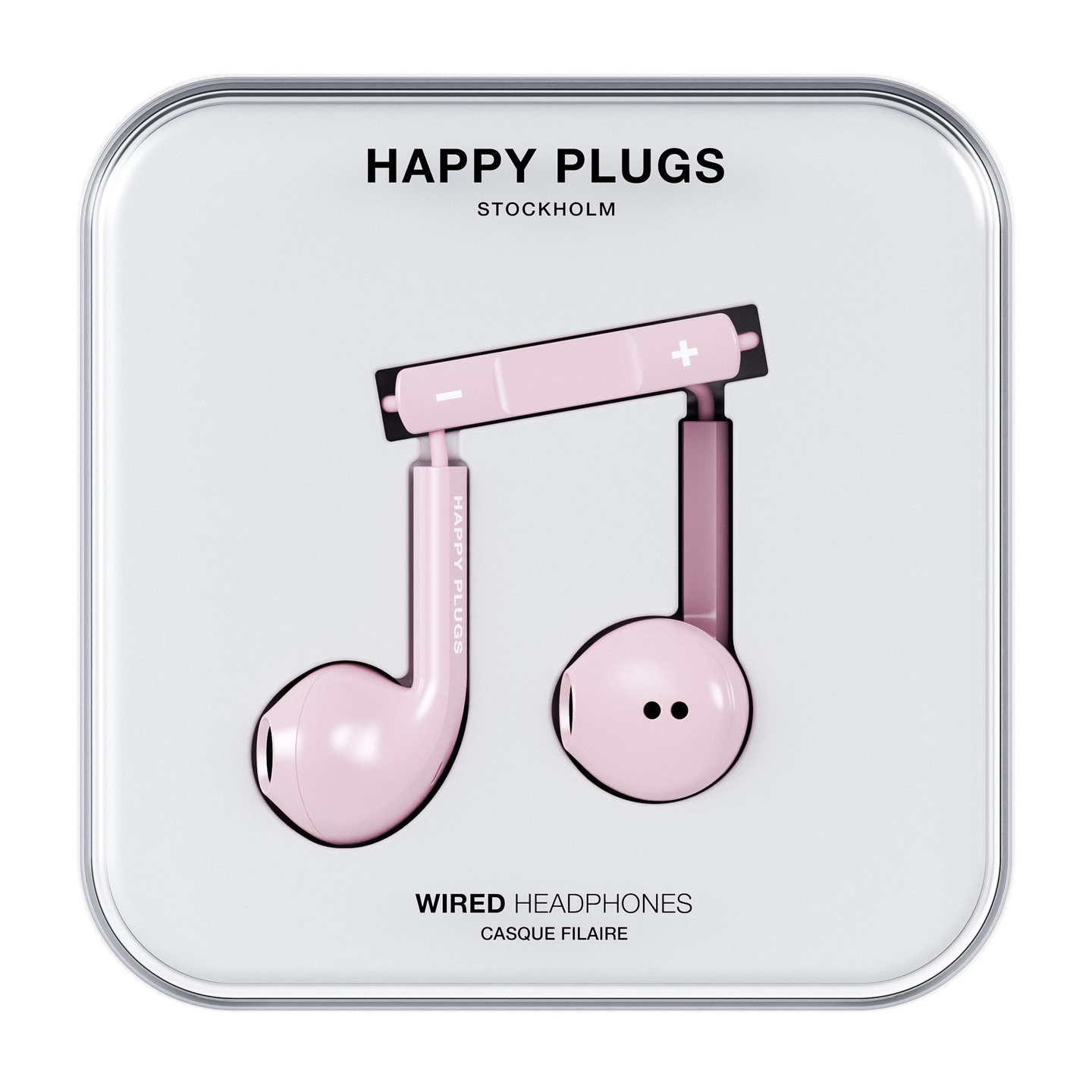 Happy Plugs Wired USB-C -nappikuulokkeet, pinkki