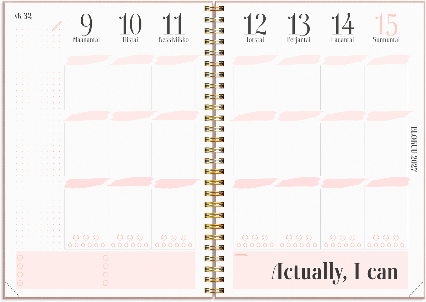 Burde Kalenteri 2027 Life Planner Pink