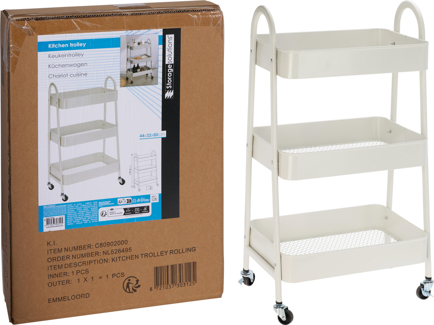 Korivaunu 79,5 cm valkoinen