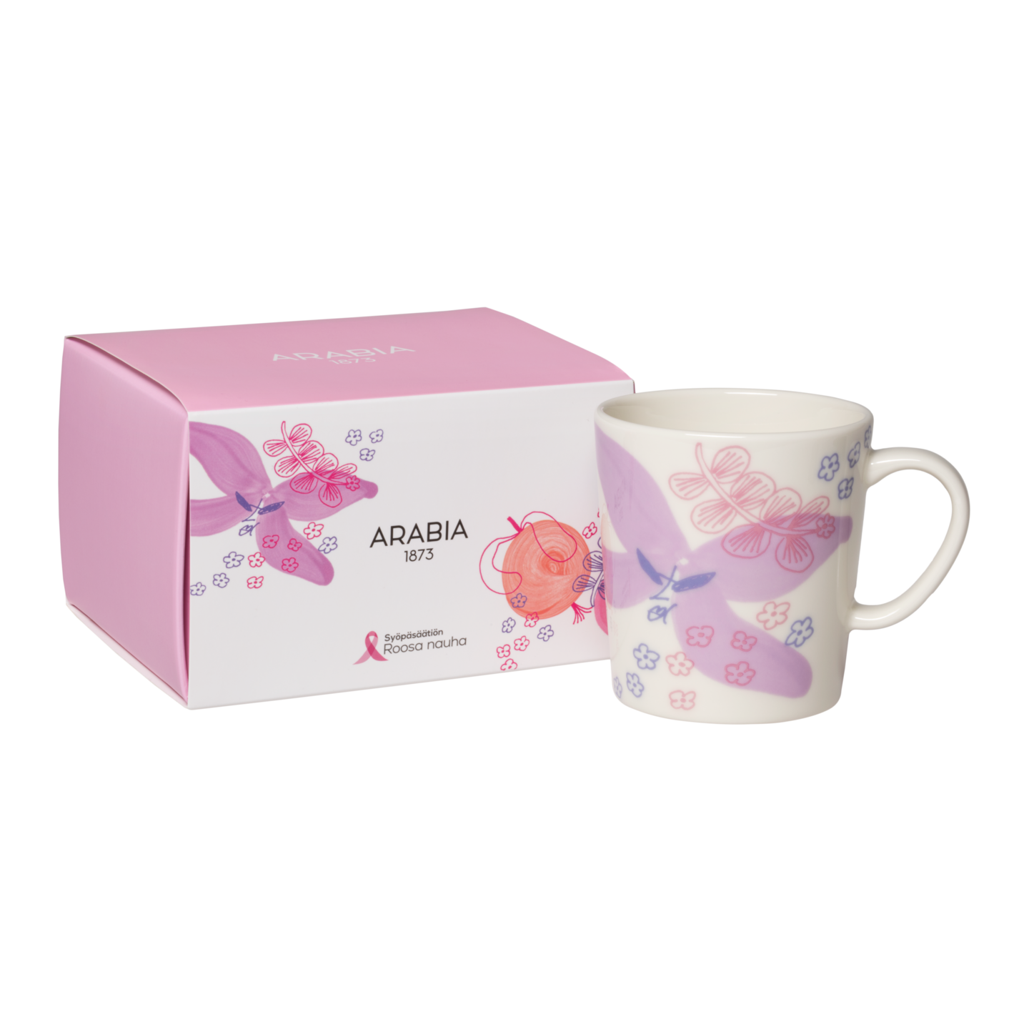 Arabia Kukkamaa villi muki 0,3 l Roosa nauha