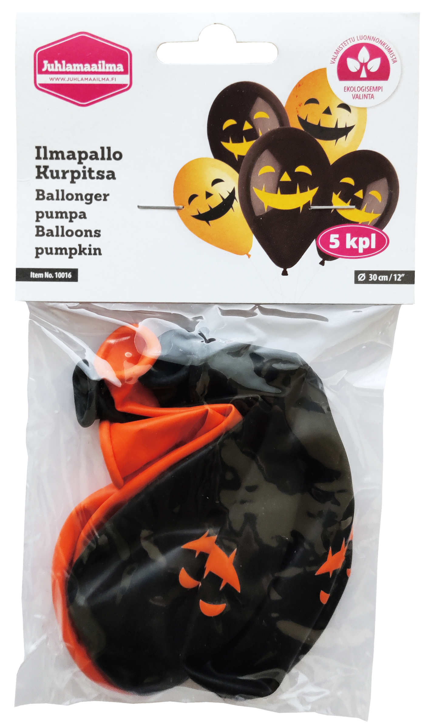 Ilmapallo kurpitsa musta ja oranssi 5kpl
