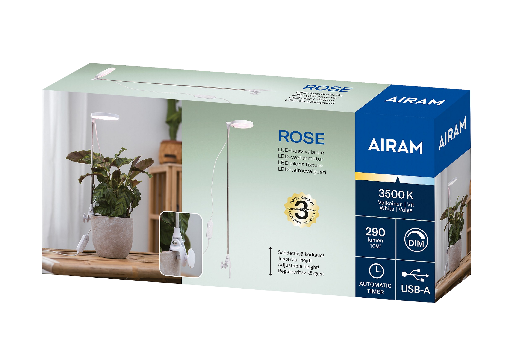 Airam KASVIVALO ROSE 10W/735 290LM USB