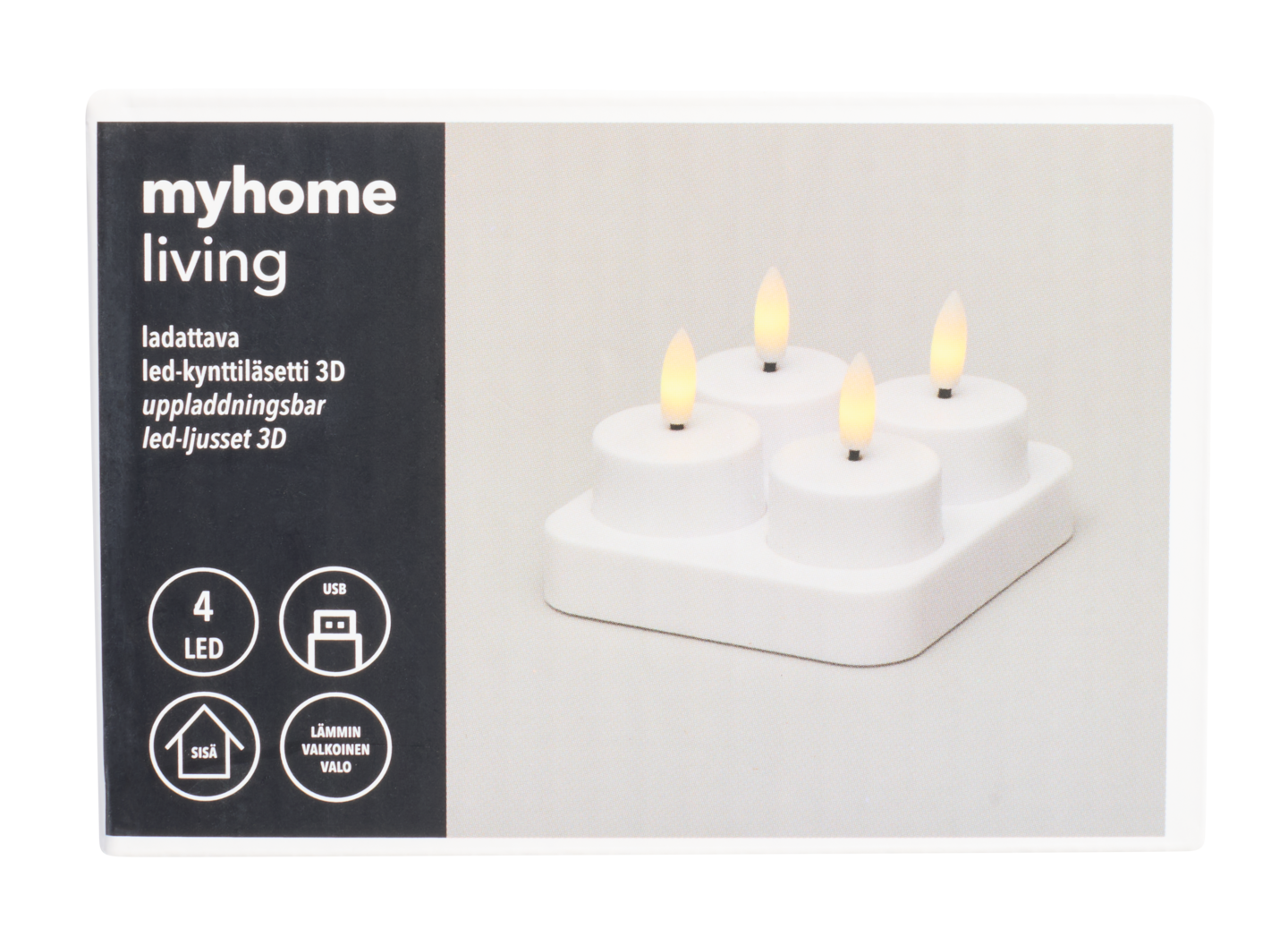 myhome ladattava led-kynttiläsetti