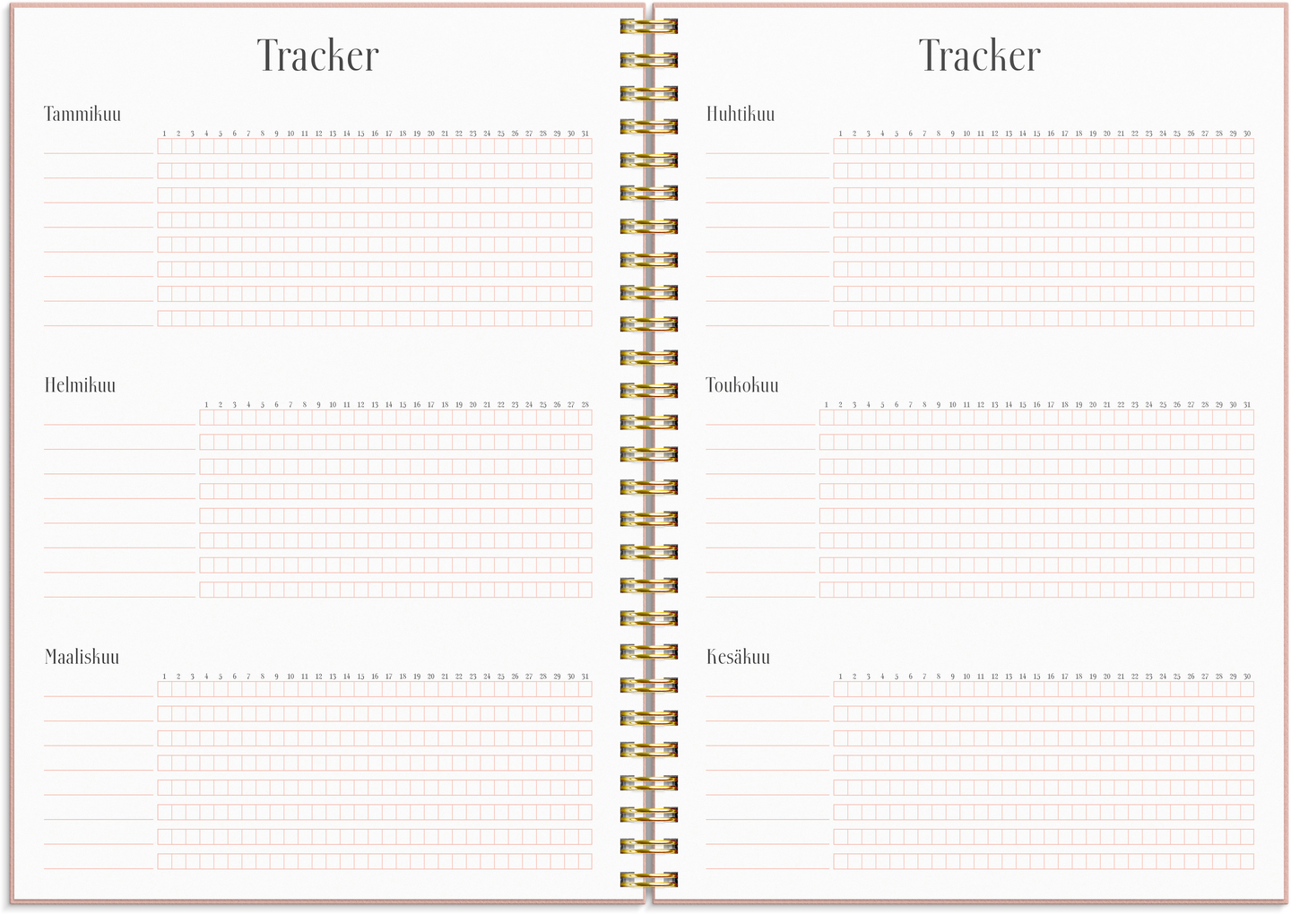 Burde Kalenteri 2027 Life Planner Pink