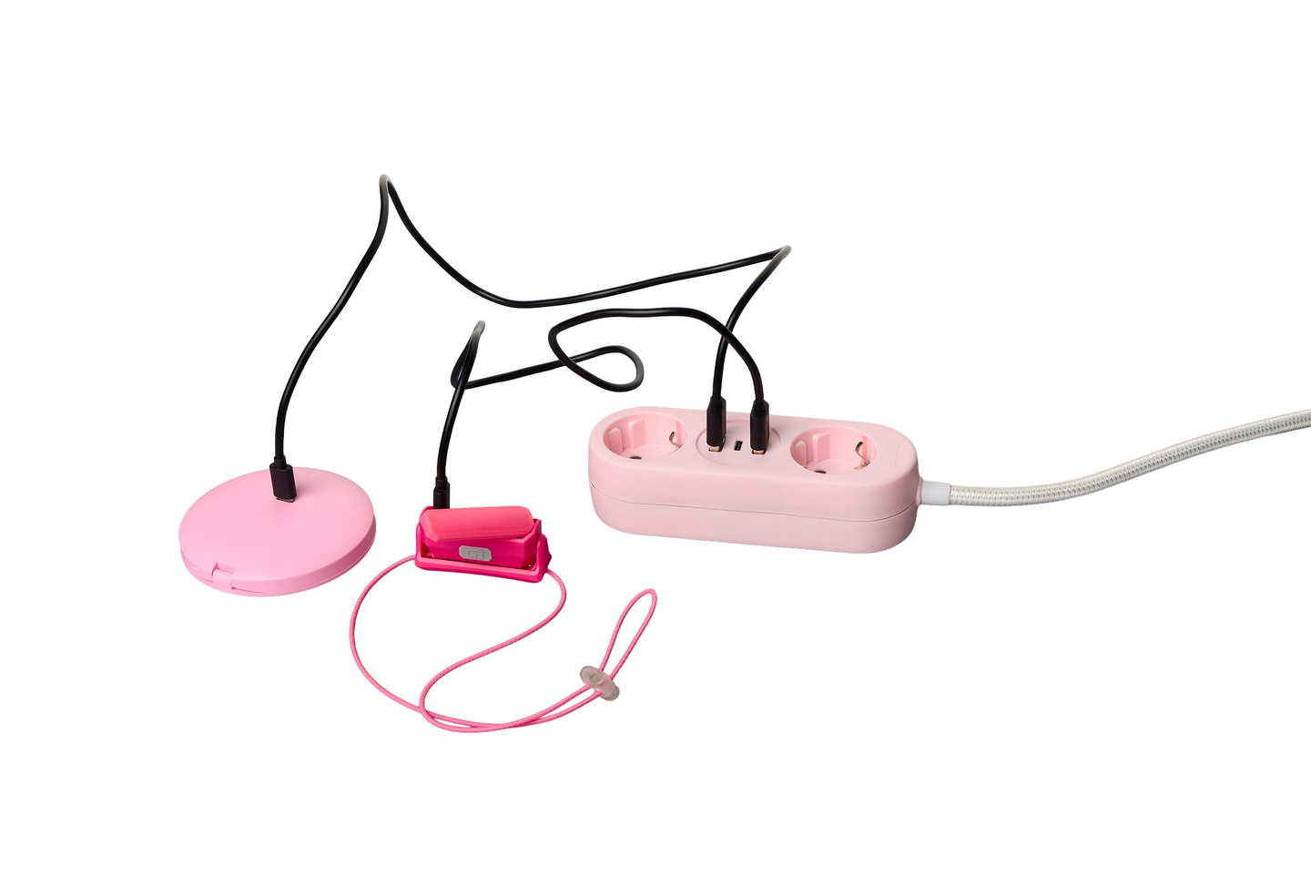 2-os. jatkoj. 3xUSB 1,4m Roosa nauha