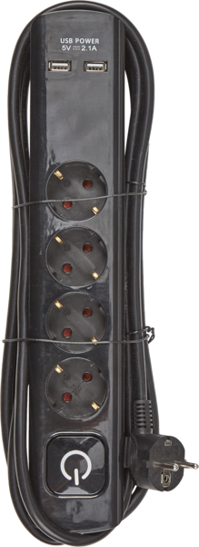 myhome 4-os. jatkojohto + 2 x USB 3 m