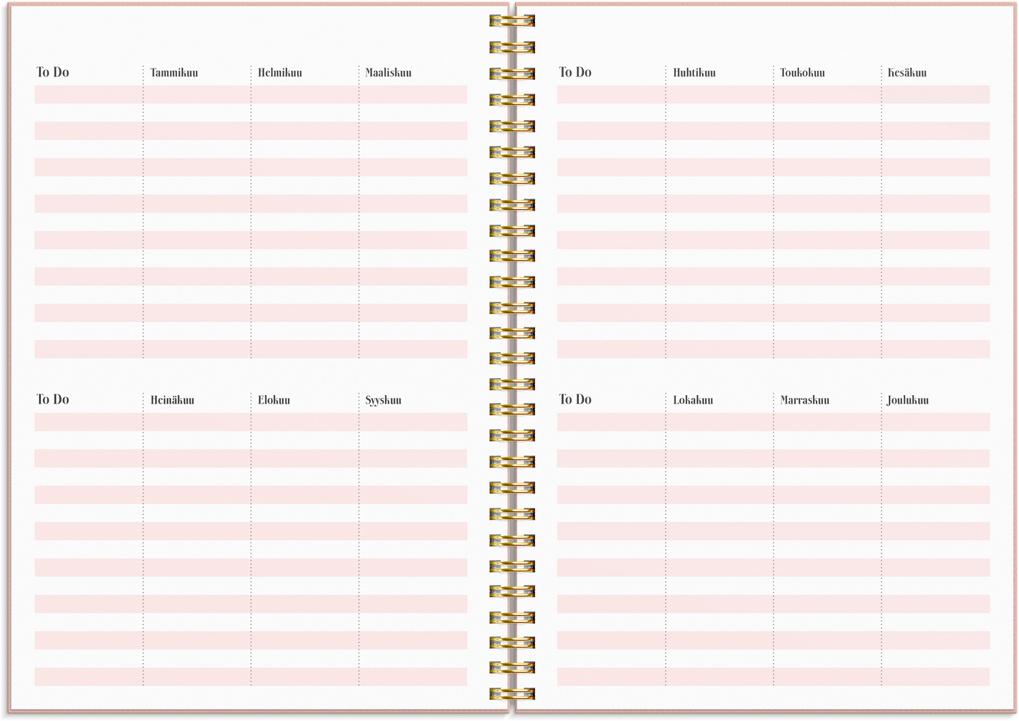 Burde Kalenteri 2027 Life Planner Pink