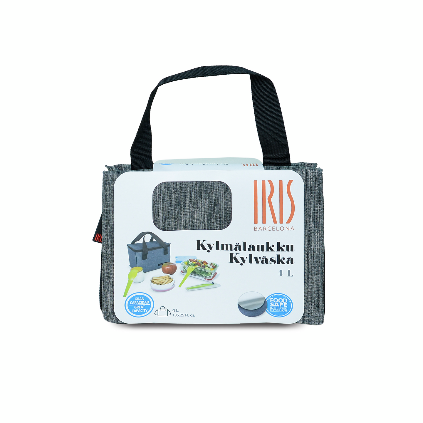 Iris kylmälaukku 4 l meleerattu harmaa