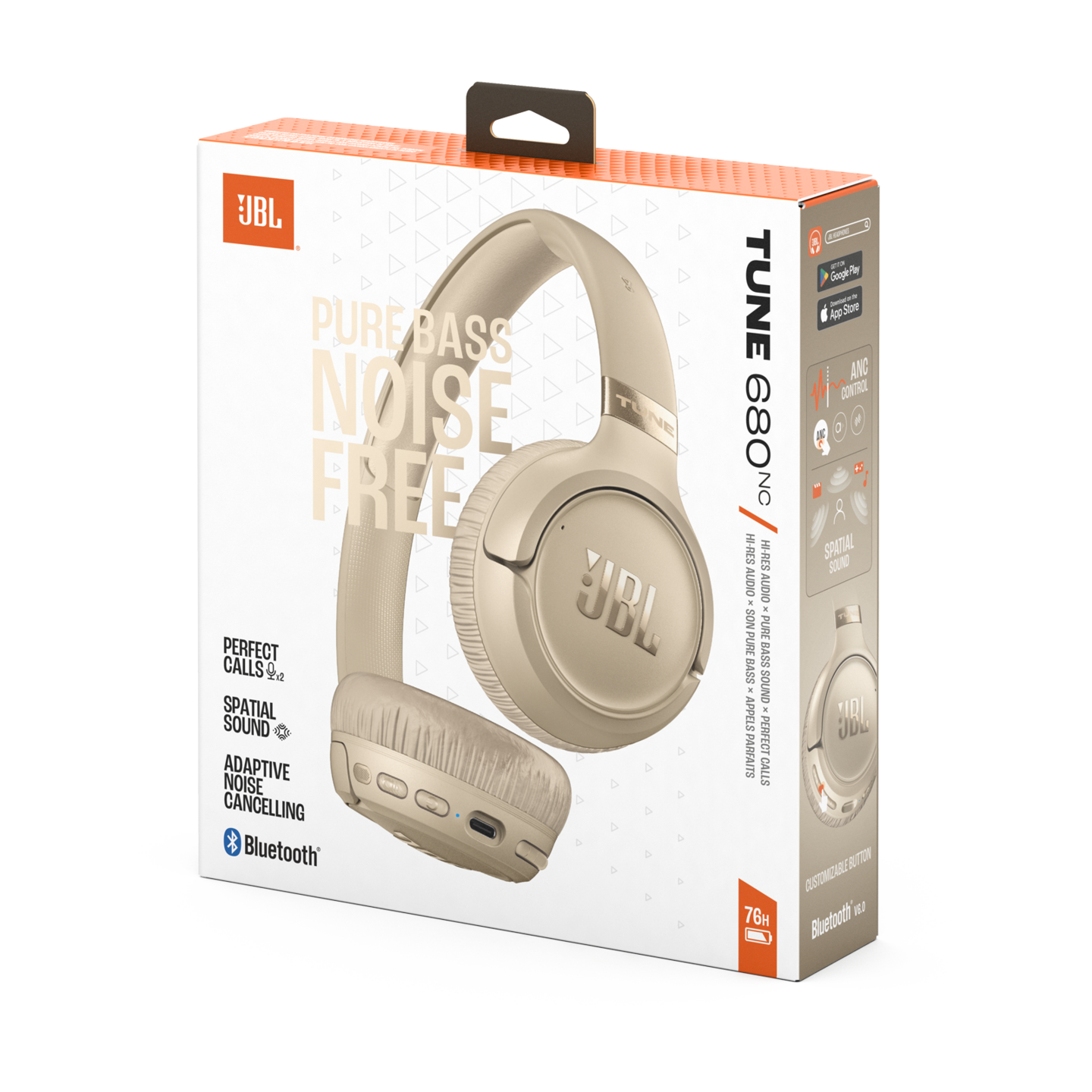JBL Tune 680NC -langattomat vastamelusankakuulokkeet, beige