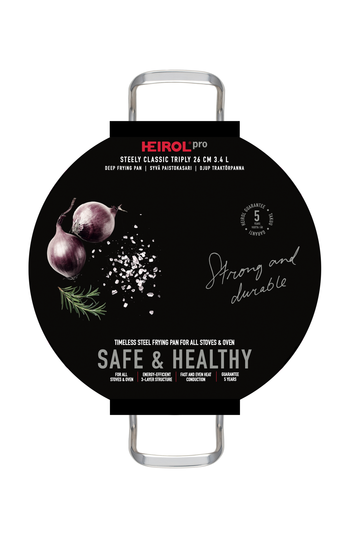 Heirol Syvä Paistokasari 26 cm 3,4 L Steely Classic Triply