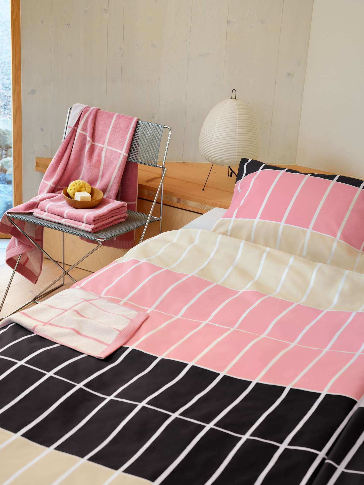 Marimekko Tiiliskivi pussilakanasetti 150x210 cm vaaleanpunainen