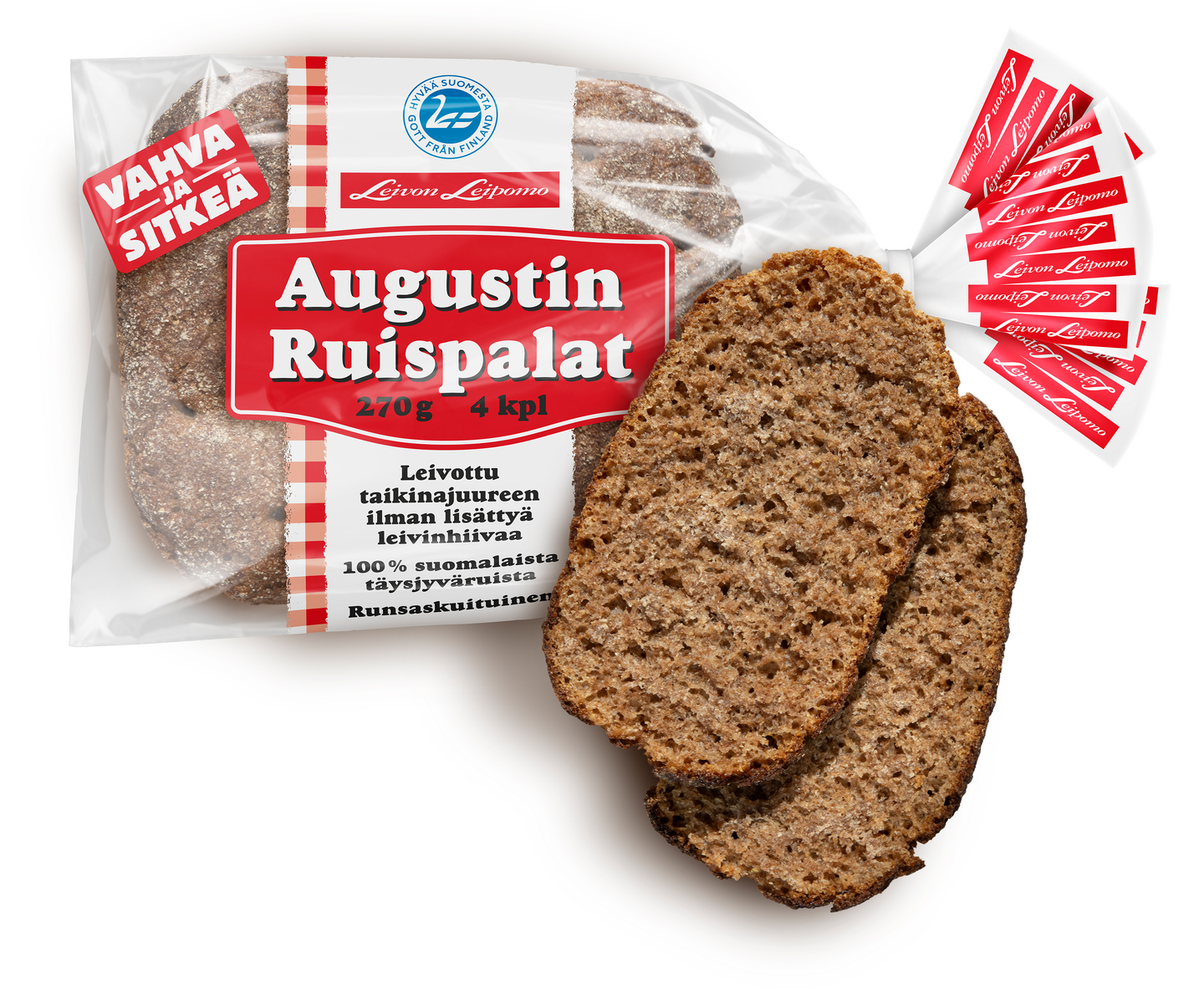 Leivon Leipomo Augustin Ruispala 4 kpl 270g 100% täysjyväruisleipä