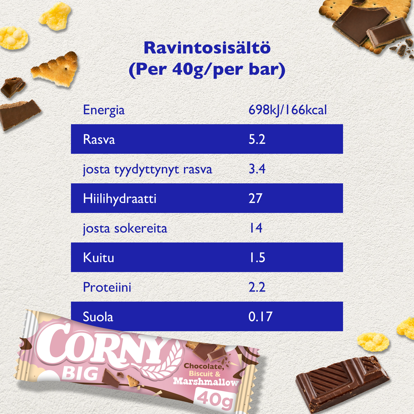 Corny BIG välipalapatukka 40g Marshmallow
