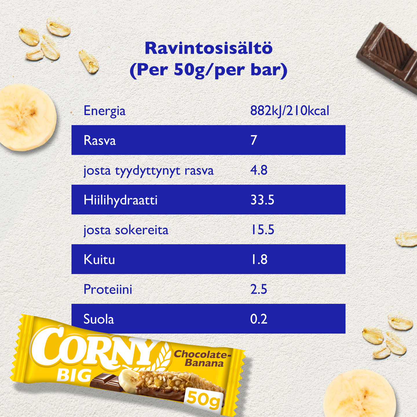 Corny BIG välipalapatukka 50g suklaa banaani