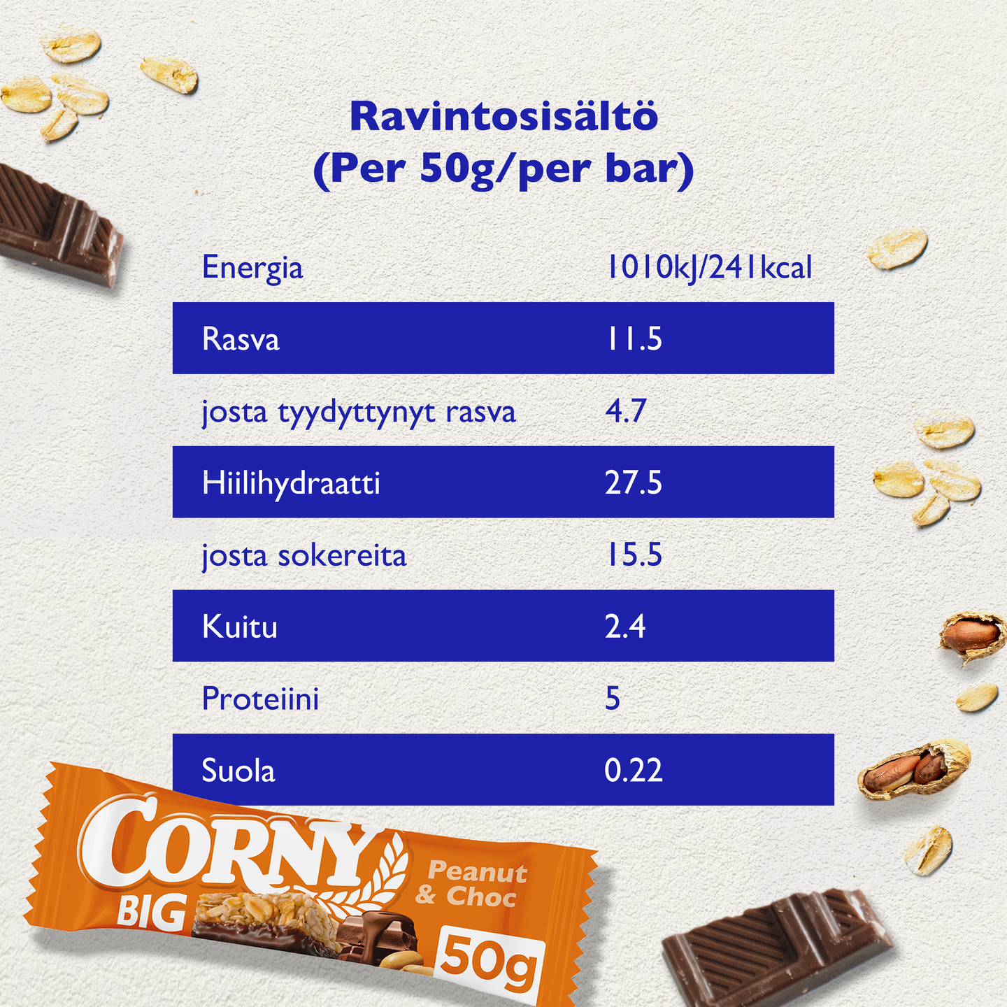 Corny BIG välipalapatukka 50g pähkinä suklaa