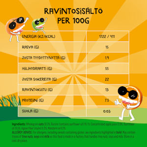 Goodies täysjyväkaurapatukka 23g mandariini-omena