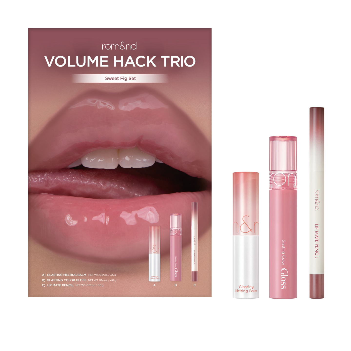 Rom&nd Volume Hack Trio Sweet Fig huulimeikkisetti