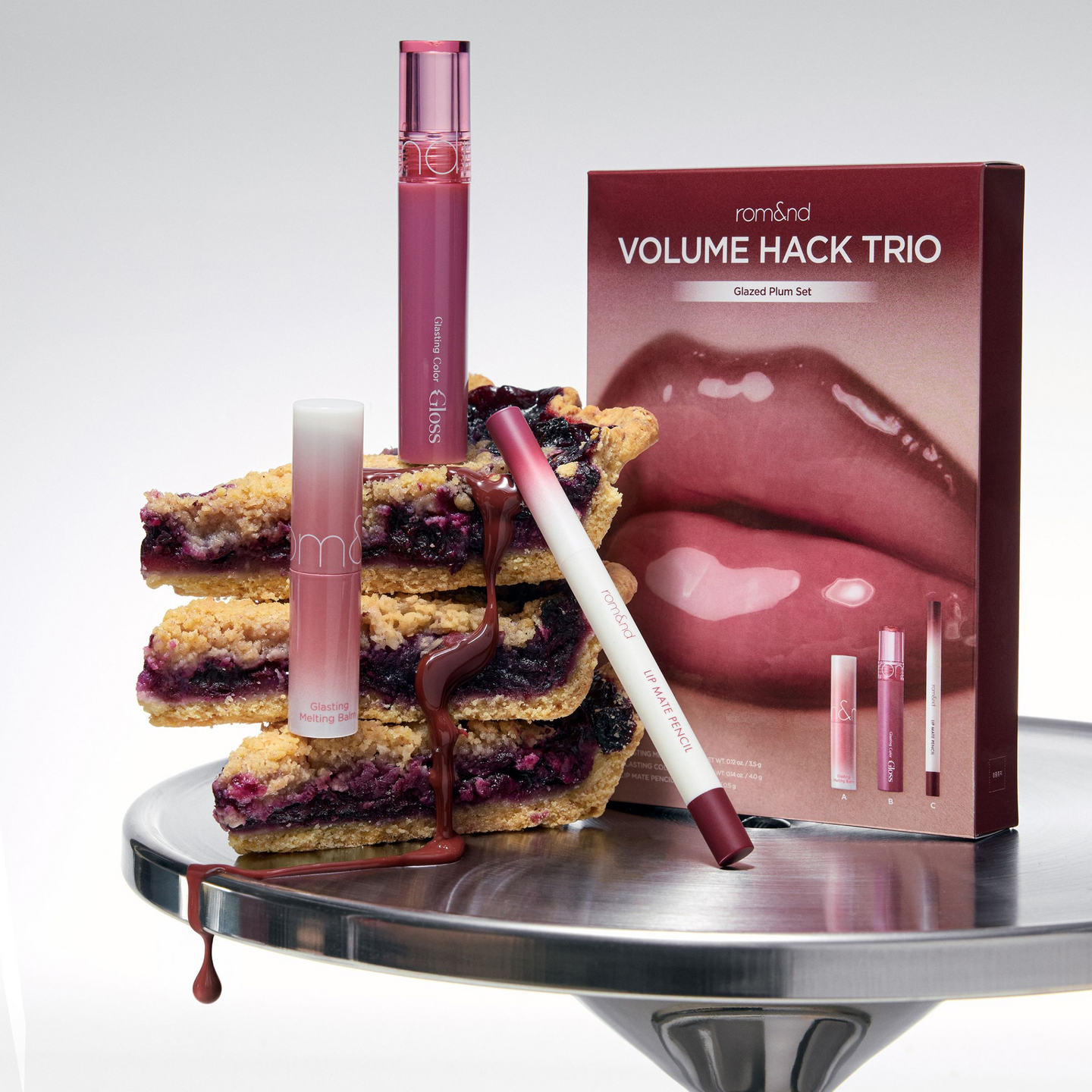 Rom&nd Volume Hack Trio Glazed Plum huulimeikkisetti