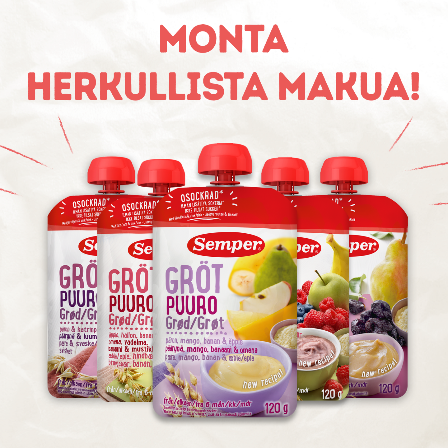 Semper puuro mansikka-banaani 6kk 120g