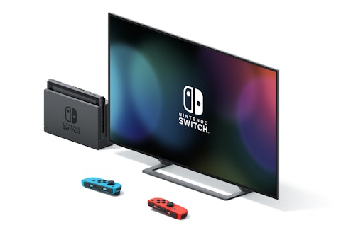 Nintendo Switch pelikonsoli värillisillä ohjaimilla