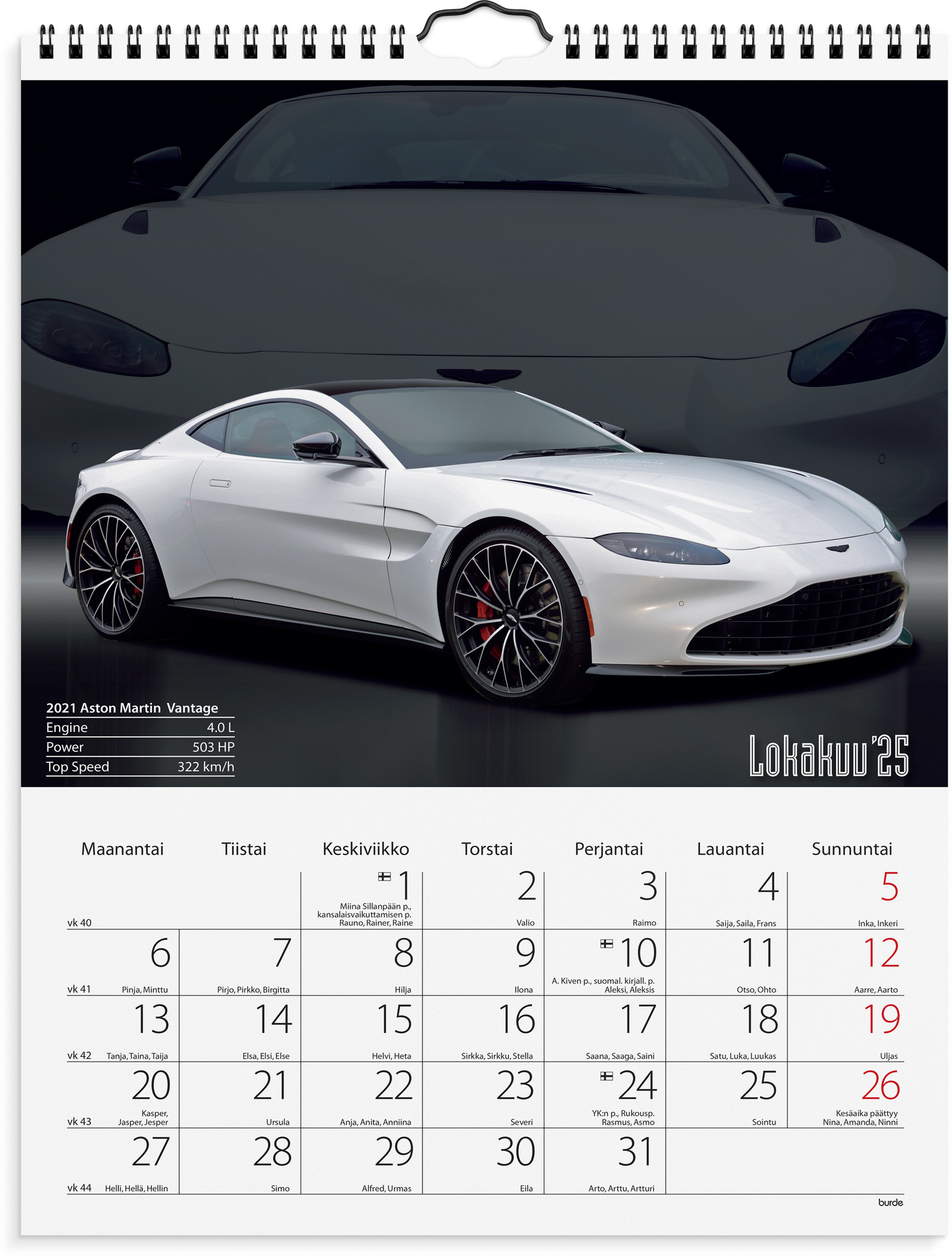 Burde Seinäkalenteri 2025 Autot