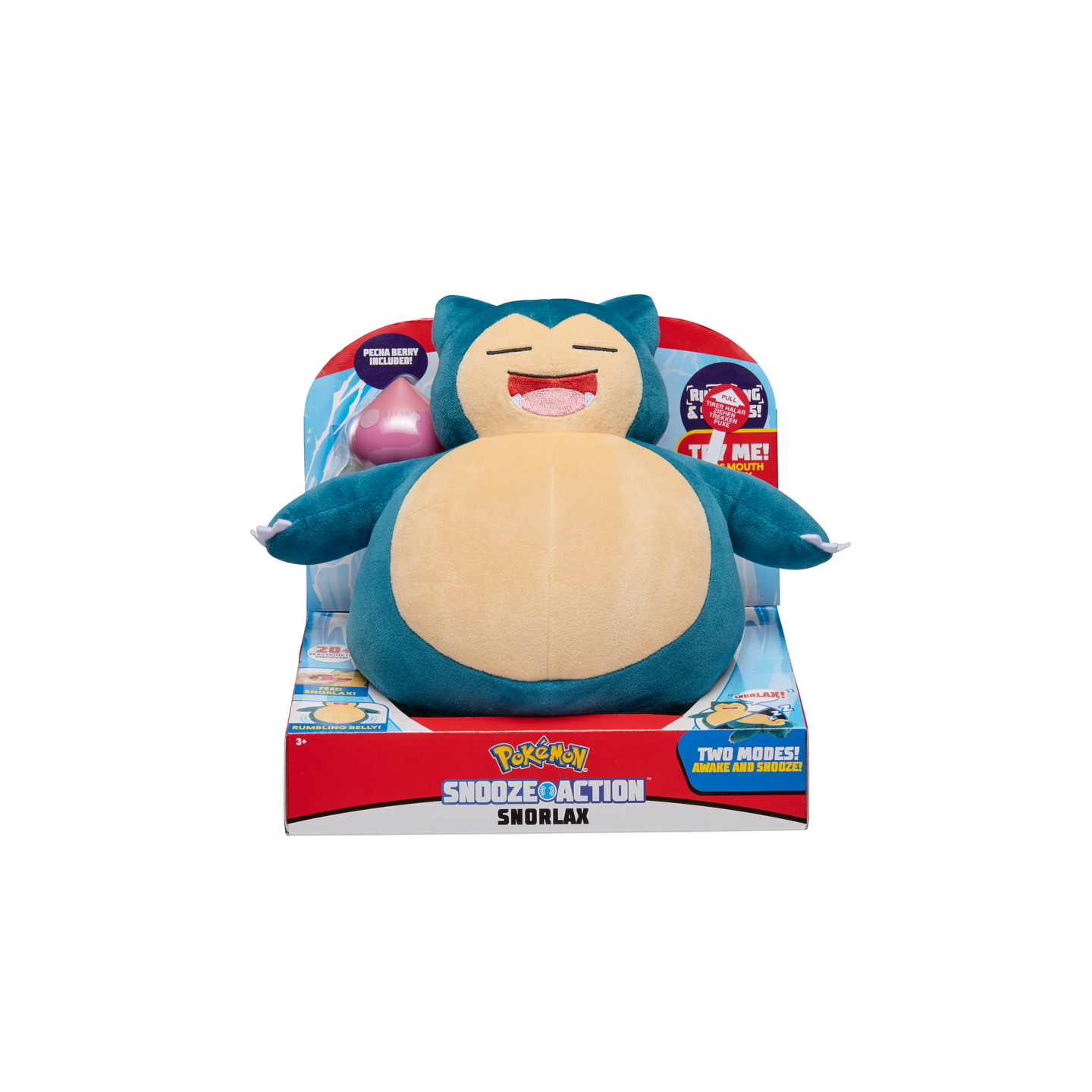 Pokémon Snooze Action Snorlax 25,4 Cm - Peluche Interattivo Con Oltre 20 Suoni, Rombo Di Pancia E Bacchetta Pecha, Modalità Snooze E Sveglia - Foto 4