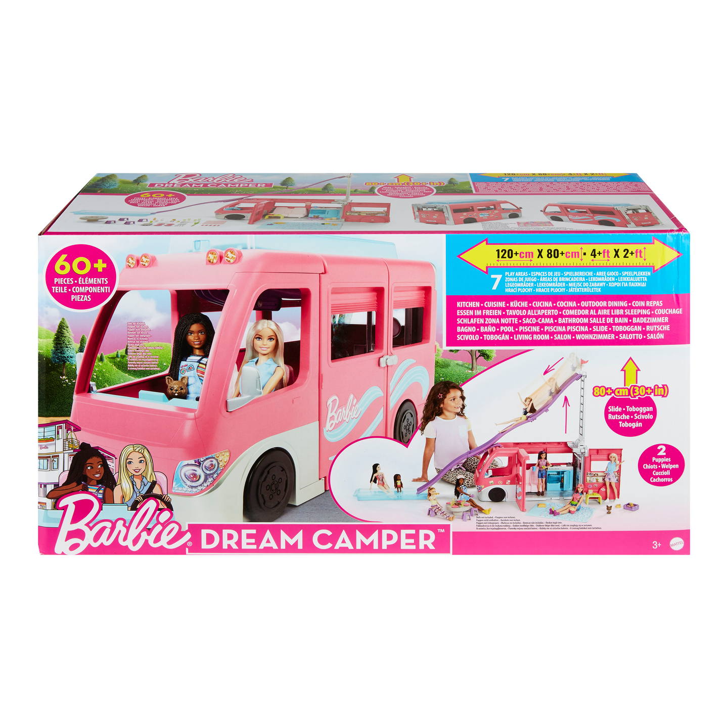 Barbie Dreamcamper -asuntoauto uima-altaalla leikkisetti