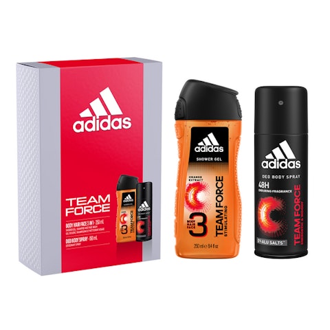 Adidas Team Force body spray 150 ml + suihkugeeli 250 ml lahjapakkaus 2022