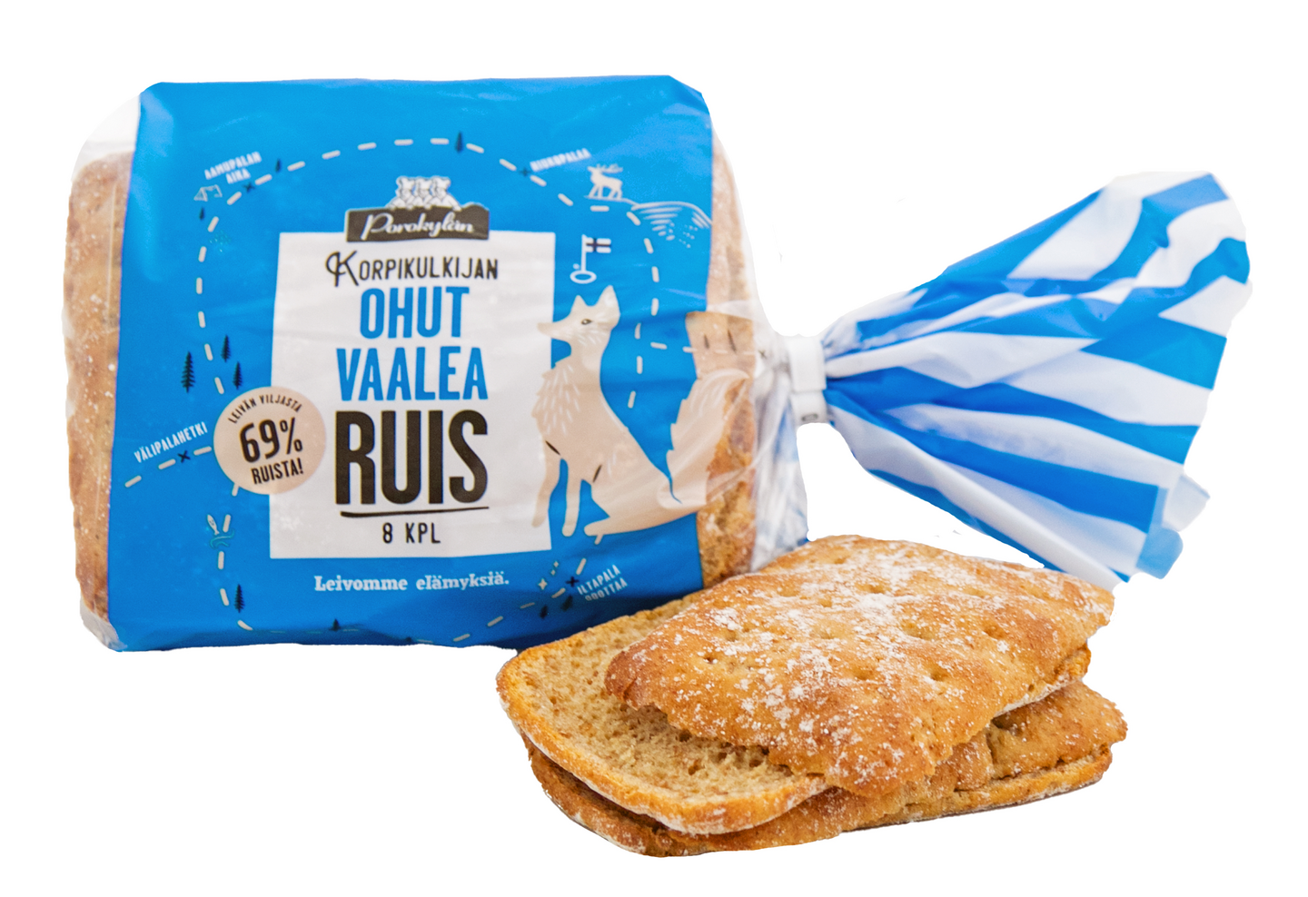 Porokylän Korpikulkijan Vaalea Ruispala 8 kpl/320 g ruispalaleipä