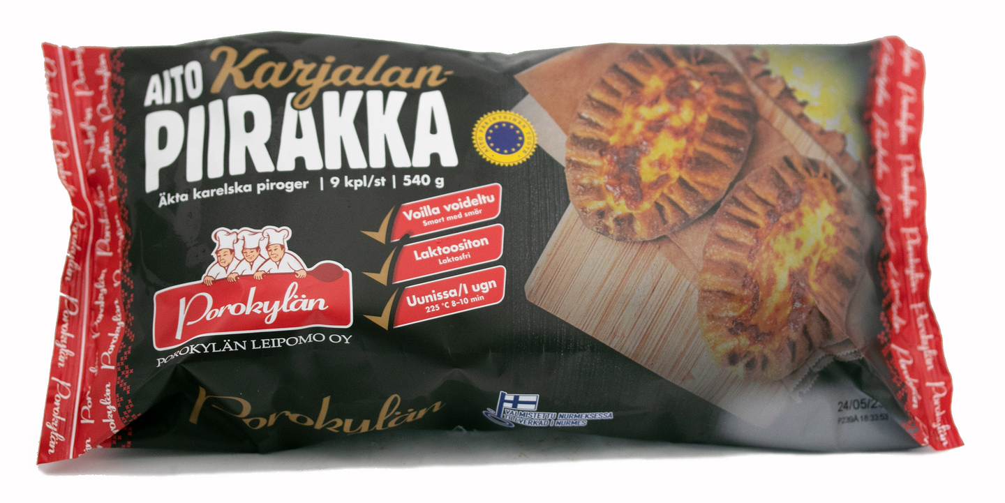 Porokylän Aito Karjalanpiirakka 9 kpl / 540 g laktoositon