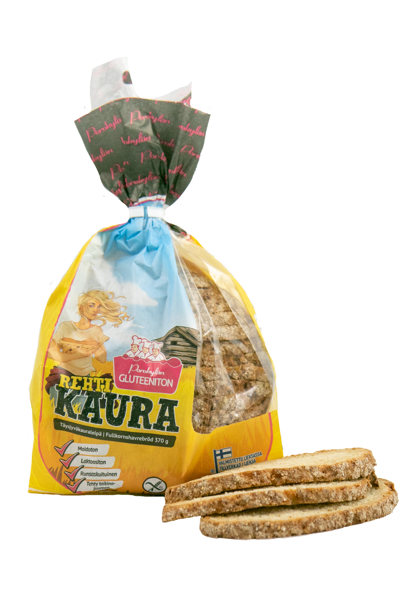 Porokylän RehtiKaura 370 g gluteeniton täysjyväkauraleipä