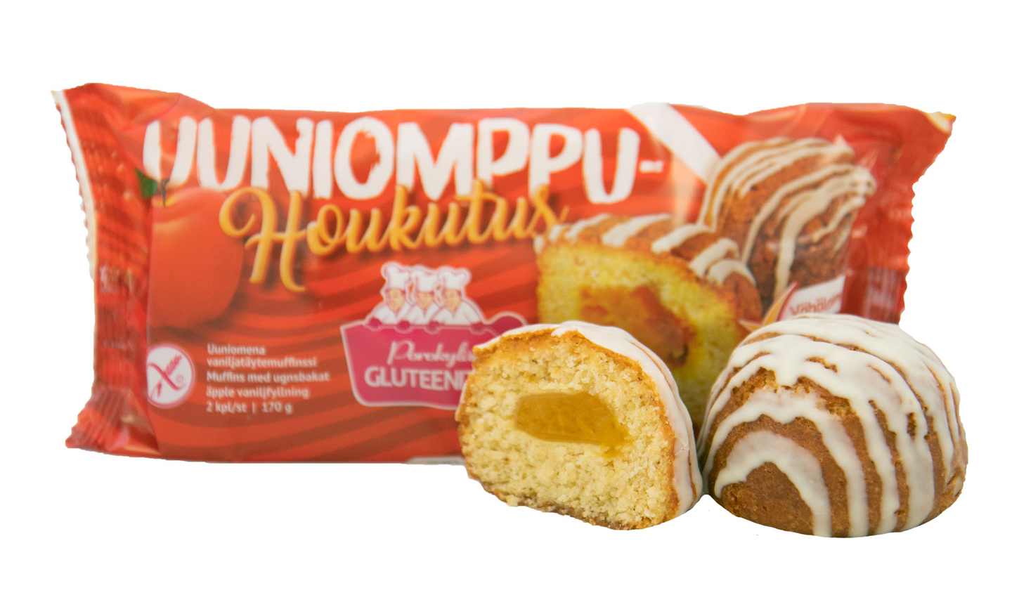 Porokylän Uuniomppuhoukutus 2 kpl/170 g gluteeniton uuniomenan makuinen täytemuffinssi