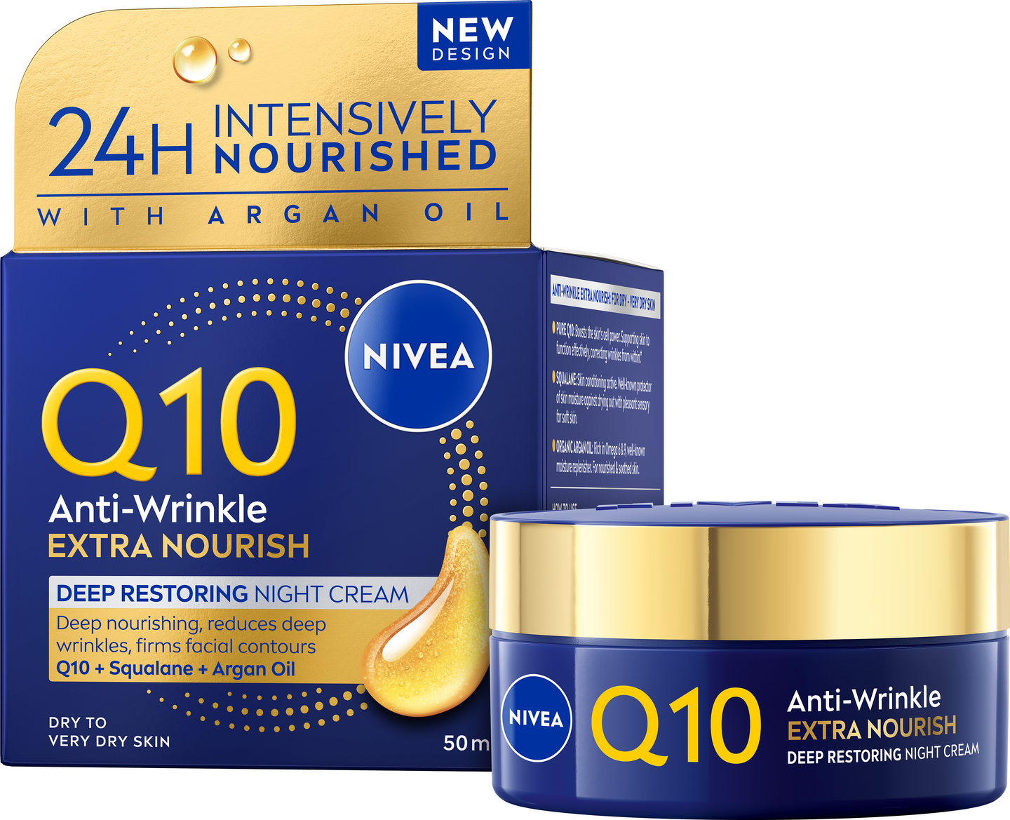 NIVEA 50ml Q10 Anti-Wrinkle Extra Nourish Deep Restoring Night Cream -yövoide