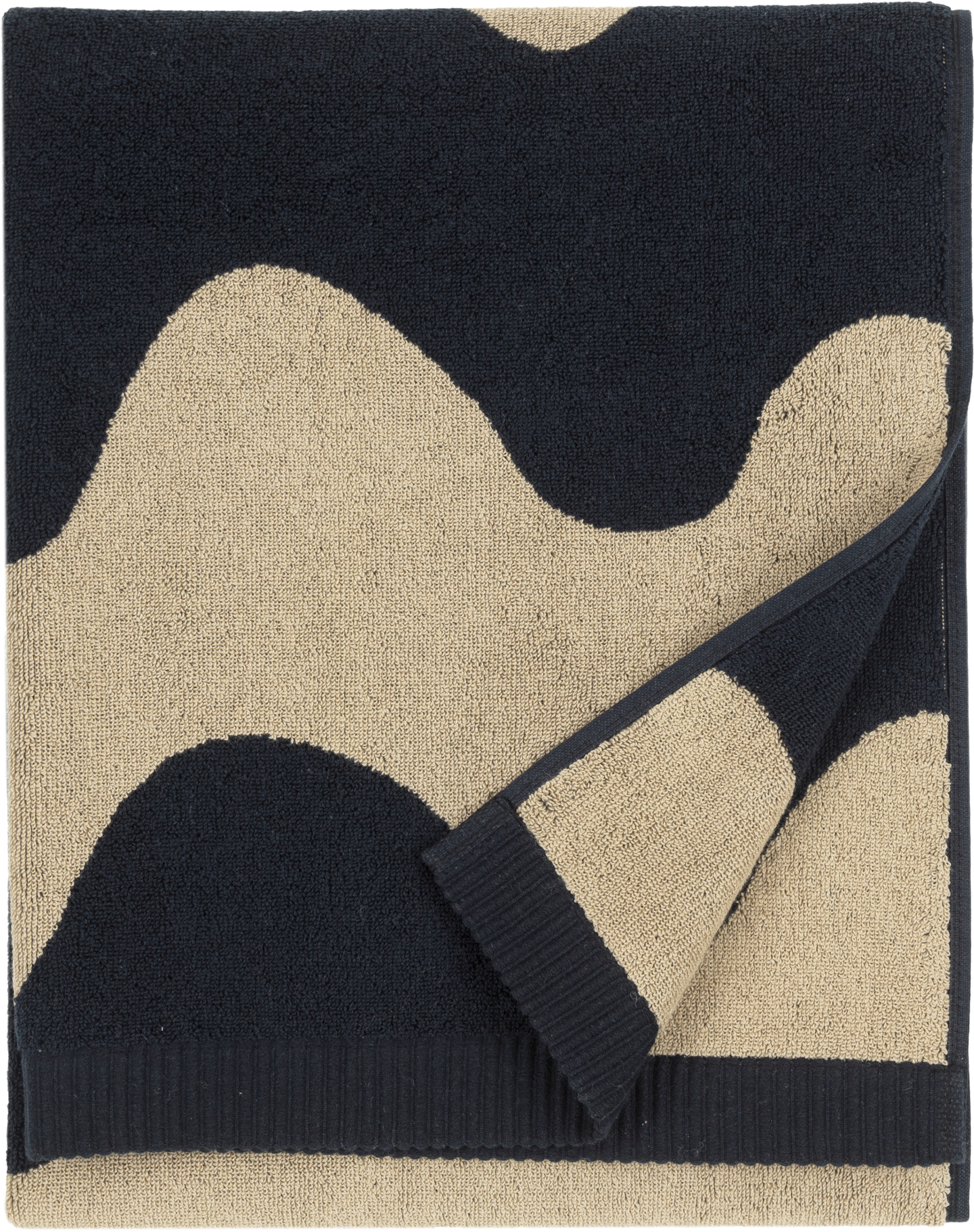 Marimekko Lokki kylpypyyhe 70 x 140 cm musta-beige