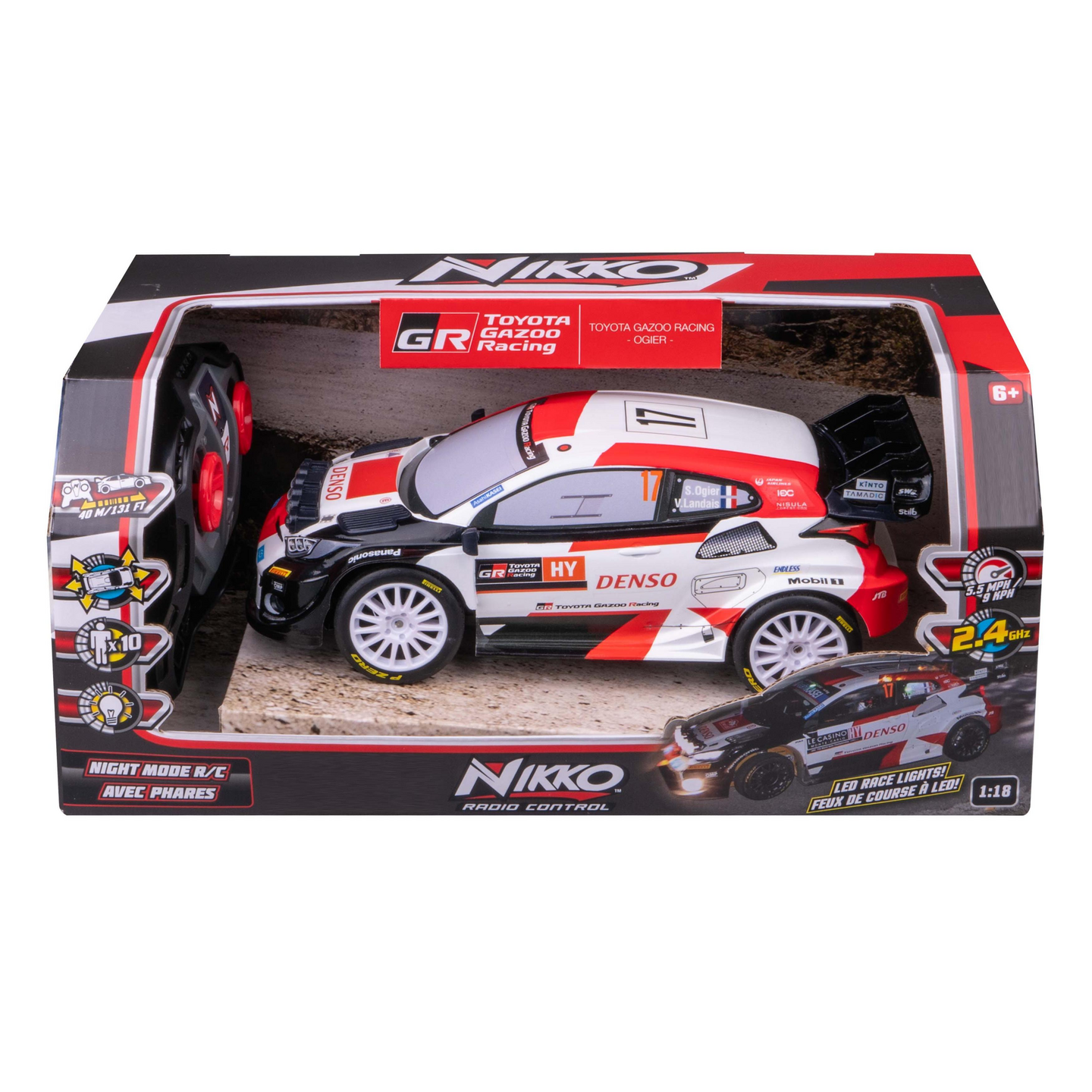 NIKKO Toyota Gazoo ralli Ogier 1:18 RC 25 cm radio-ohjattava