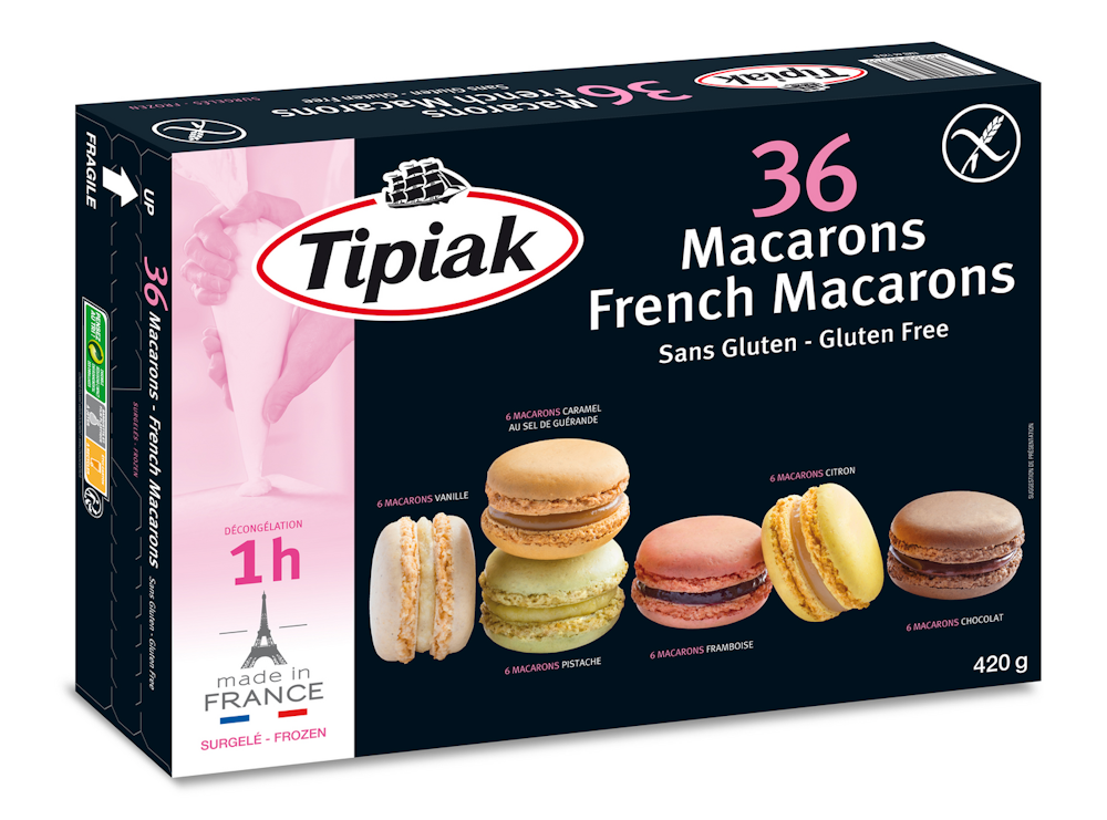 Tipiak French macarons 36kpl/420g gluteeniton pakaste — HoReCa-tukku Kespro