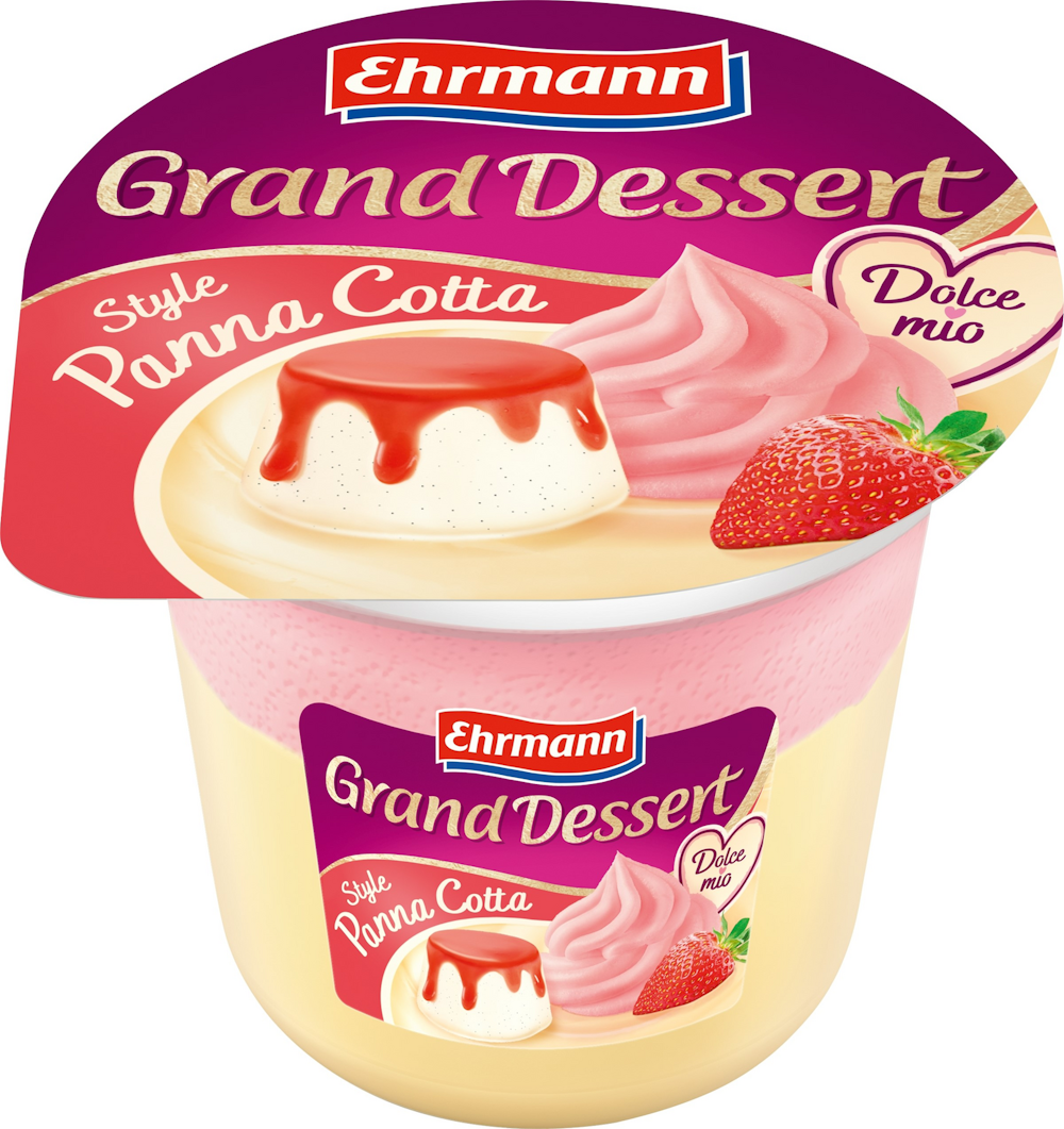 Ehrmann Grand Dessert 190g panna cotta mansikkakermavaahdolla —  HoReCa-tukku Kespro